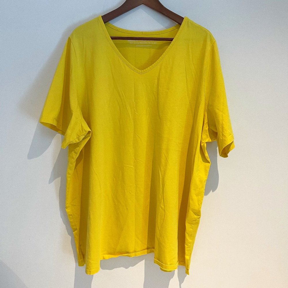 Penningtons Women Yellow V Neck Short Sleeve Pullover T Shirt Size 3X